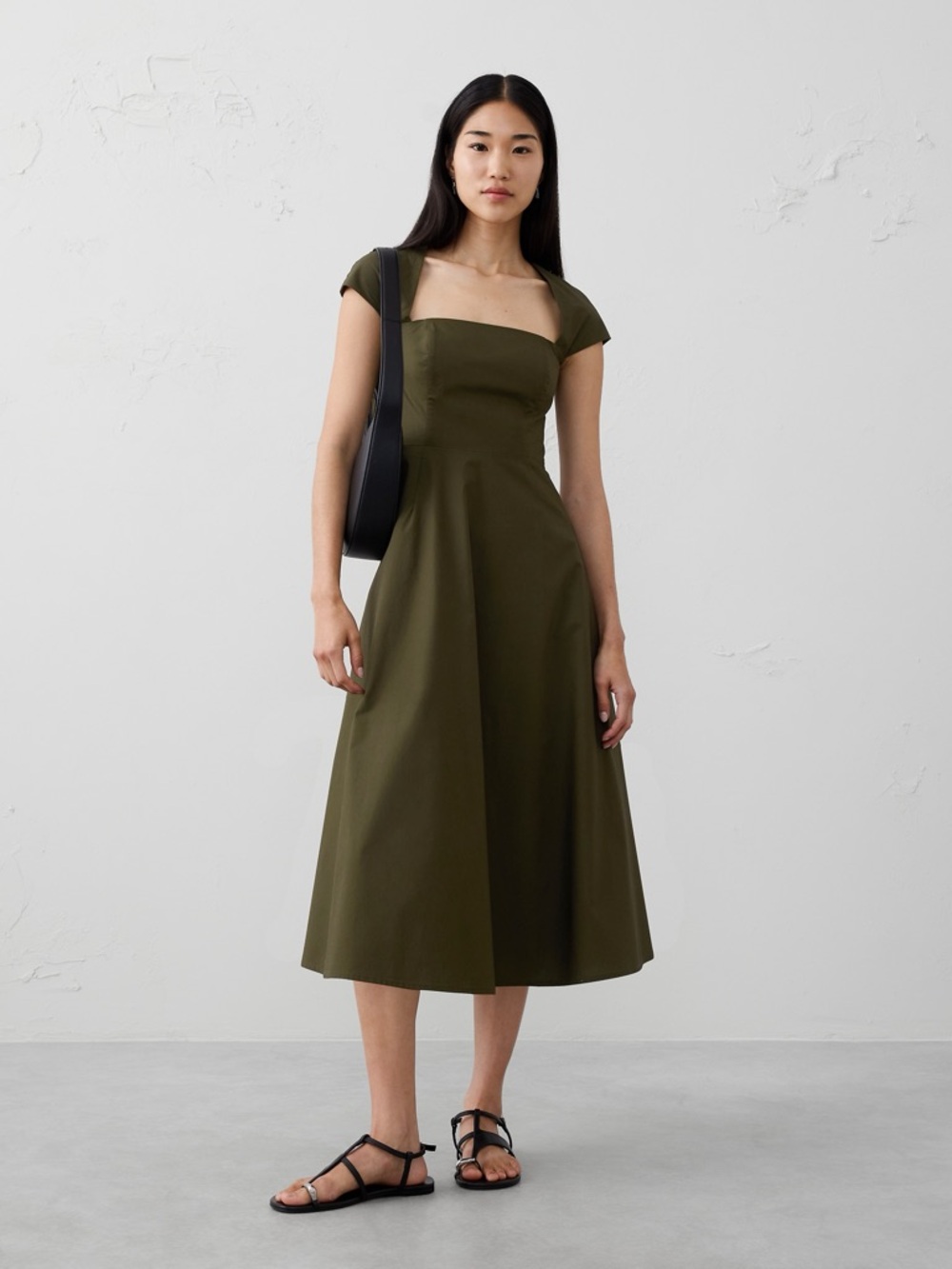 Square-Neck Midi Dress